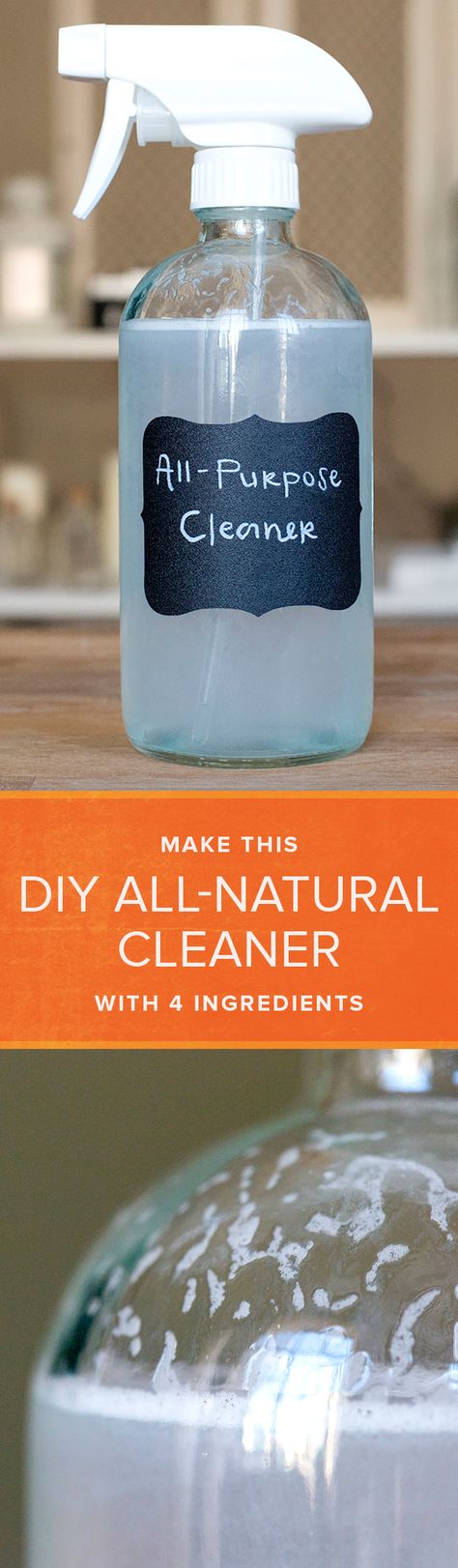 All it takes are 4 ingredients and 30 seconds of your time to make your own DIY all-purpose natural cleaner. Multi Purpose Cleaner Diy, Homemade Toiletries, Multi Purpose Cleaner, Organic Cleaning, Natural Cleaning Products Diy, Homemade Cleaning Recipes, Diy Household Cleaners, Natural Cleaner, Clean Stove