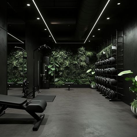 Midjourney Feed Basement Gym Black Ceiling, Functional Fitness Gym Design, All Black Gym Interior, Moody Workout Aesthetic, Garage Gym Aesthetic, All Black Home Gym, Gym Owner Aesthetic, Moody Gym Aesthetic, Luxury Gym Aesthetic