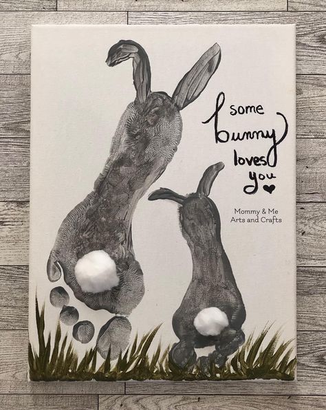 Baby Footprint Crafts, Baby Art Crafts, Easter Arts And Crafts, Baby Art Projects, Footprint Crafts, Toddler Arts And Crafts, Some Bunny Loves You, Footprint Art, Handprint Crafts