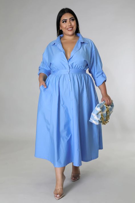 Modest Apparel, Silhouette Shirt, Collared Shirt Dress, Dress Sleeve Styles, Turndown Collar, Plus Size Maxi Dresses, Plus Size Womens Clothing, Long Sleeve Shirt Dress, Stretch Dress