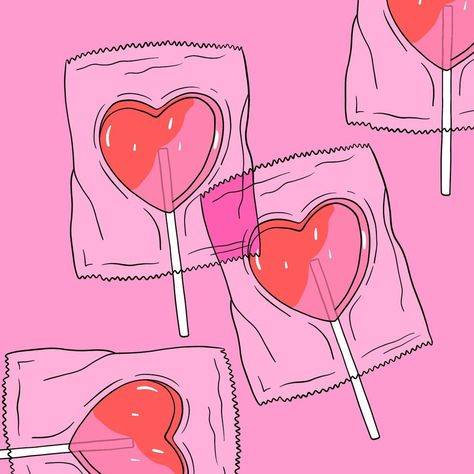 Transparent Drawings Art, Transparent Design Art, Candy Heart Doodle, Vintage Candy Illustration, Cute Girly Illustrations, Candy Hearts Illustration, Candy Vector Illustration, Heart Sucker Drawing, How To Draw A Lollipop