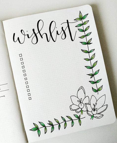 Nina sur Instagram : Good morning! Here is a fresh little wishlist I've made in my bullet journal this week, again inspired by @thepigeonletters beautiful… Journal Wishlist, Bullet Journal Wishlist, Bullet Journal Simple, Journal Collection, Bullet Journal Page, Bullet Journal 2020, Bullet Journal Key, Bullet Journal Cover Page, Bullet Journal Weekly Spread