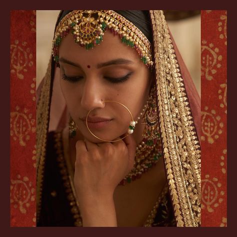 25.3k Likes, 56 Comments - Sabyasachi Mukherjee (@sabyasachiofficial) on Instagram: “Heritage Jadau with coloured gemstones from the Sabyasachi Jewelry Collection.  #Sabyasachi…” Rambagh Palace, Nath Bridal, Nose Ring Designs, Nath Nose Ring, Coloured Gemstones, Sabyasachi Jewelry, Bridal Nose Ring, Nose Ring Jewelry, Perhiasan India