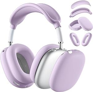 Lerobo Soft Case Cover for AirPods Max Headphones, Airpods Max Ear Cup Covers/Ear Pad Case Cover/Headband Cover/Max Headband Pad,Accessories Silicone Skin Protector for Apple AirPods Max (Lavender Apple Headphones Purple, Apple Headphones Cover, Airpods Max Purple, Lavender Headphones, Apple Headphones Case, Lavender Stuff, Purple Airpods, Fone Apple, Purple Headphones