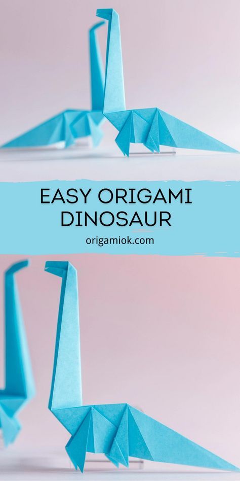 Easy Origami Dinosaur Origami Dinosaur Step By Step, Paper Craft Dinosaur, Origami Animals Tutorial, Origami Dinosaur Easy, Origami Animals Step By Step, Dino Origami, Crafts Teens, Easy Origami Tutorial, Dino Craft