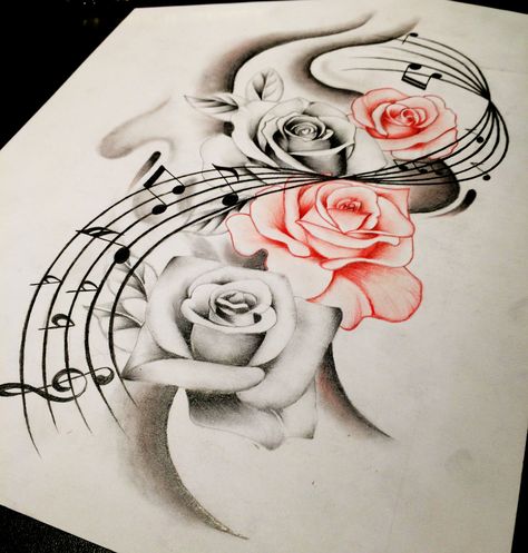 Music Is Life Tattoo, Rosen Tattoo Frau, Music Tattoo Sleeves, Music Notes Tattoo, Kunst Tattoos, Music Tattoo Designs, Drawing Hands, Note Tattoo, Tattoo Zeichnungen