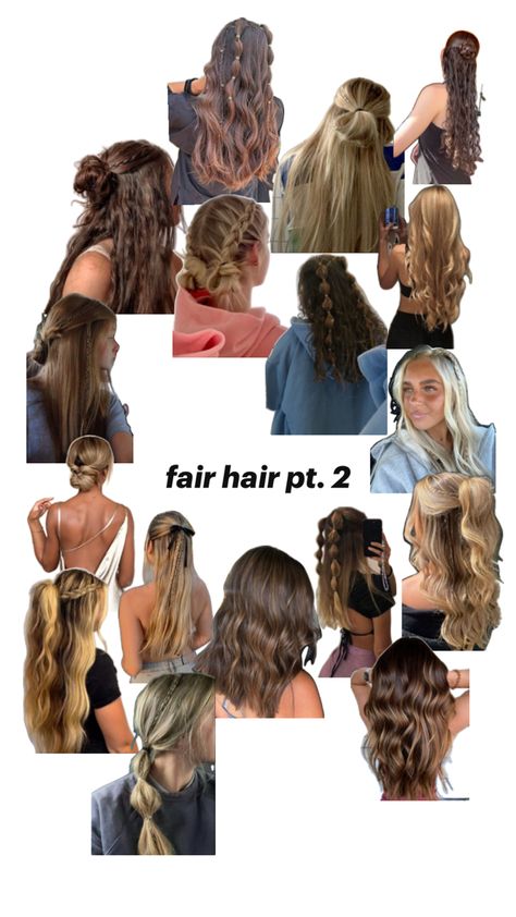 hair inspo for fair Fun Fair Hairstyles, Show Day Hairstyles, Cute Hairstyles For Fair, Hairstyles For An Amusement Park, Ffa Hair Styles, Hair For The Fair, Country Hairstyles For Medium Hair, Hair Styles For The Fair, Outfit Ideas For Fair