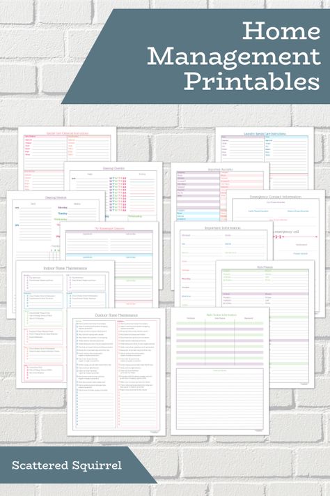 This collection of home management printables was designed to help make managing your home a little easier. Organisation, Home Maintenance Log Free Printables, Free Home Management Printables, Free Home Management Binder Printables, Home Organization Binder Printables Free, Home Management Binder Free Printables Templates, Free Home Printables, Household Binder Printables Free, Home Binder Free Printables