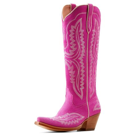 PRICES MAY VARY. WOMEN’S COWBOY WESTERN BOOTS: These gorgeously stitched, cowboy boots are a showstopper that will turn heads wherever you go. Crafted with a knee-height 16” upper, 2.5” heel height, and engineered with technology to endure nights on the dance floor. PREMIUM QUALITY LEATHER: Premium full-grain leather paired with a distinctive six-row stitch pattern gives these tall women’s boots the traditional Western design for the cowgirl look you want, but with modern comfort and support. TH Snip Toe Cowgirl Boots, Womens Western Fashion, Western Wardrobe, Knee High Western Boots, Pink Cowboy, Cowgirl Look, Ariat Boots, Country Concert, Leather Cowboy Boots