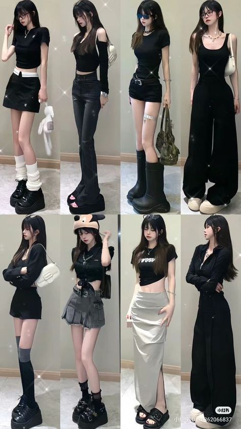 "Create a fabulous fall look with our guide on crafting a comfy outfit! cozy fashion tips and trends for a stylish and comfortable autumn." Acubi Fall Outfits, All Black Outfit Korean, Black Outfit Korean, K Pop Fashion, Estilo Emo, Image Swag, Black Outfits, Mode Kpop, Easy Trendy Outfits