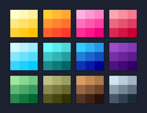 Gradient flat colors palette swatches set 7 Colour Palette, Pixel Gradient Patterns, Vector Color Palette, Pixel Color Palette, Vibrant Pastel Color Palettes, Pixel Art Color Palette, Color Gradient Palette, Cartoon Color Palette, Gradient Colour Palette