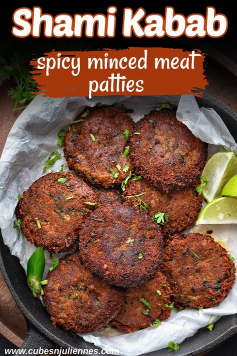 Looking at an overhead view of a platter filled with Shami Kabab. Made with mutton or beef, split chickpea and spices. Beef Shami Kabab Recipe, Beef Kabab Pakistani, Mutton Shami Kabab Recipe, Chicken Shami Kabab Recipe, Shami Kabab Recipe Beef, Mutton Kabab Recipe, Mutton Recipes Pakistani, Ramadan Dinner, Shami Kabab Recipe