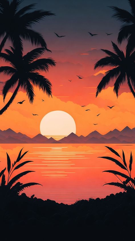 Scenic Painting Easy, Sunset Beach Drawing, Beautiful Nature Art, Tato Flash, Diy Canvas Art Easy, Ocean Drawing, Sea Drawing, Easy Art For Kids, Watercolor Beginner