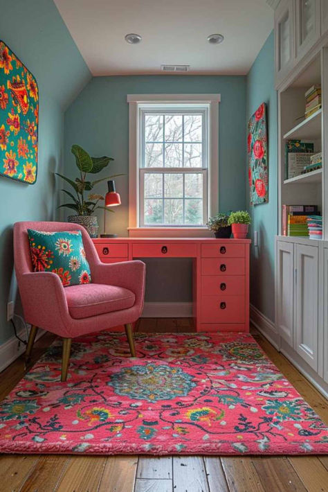 40 Small Bonus Room Inspirations for a Tiny, Yet Functional Office Box Room Home Office Ideas, Punk Office Decor, Small Tiny Room Ideas, Small Place Decoration Ideas, Tiny Living Room Ideas Layout, Maximalist Home Office Ideas, Home Office Tiny Space, Reading Room And Office, Micro Office Ideas