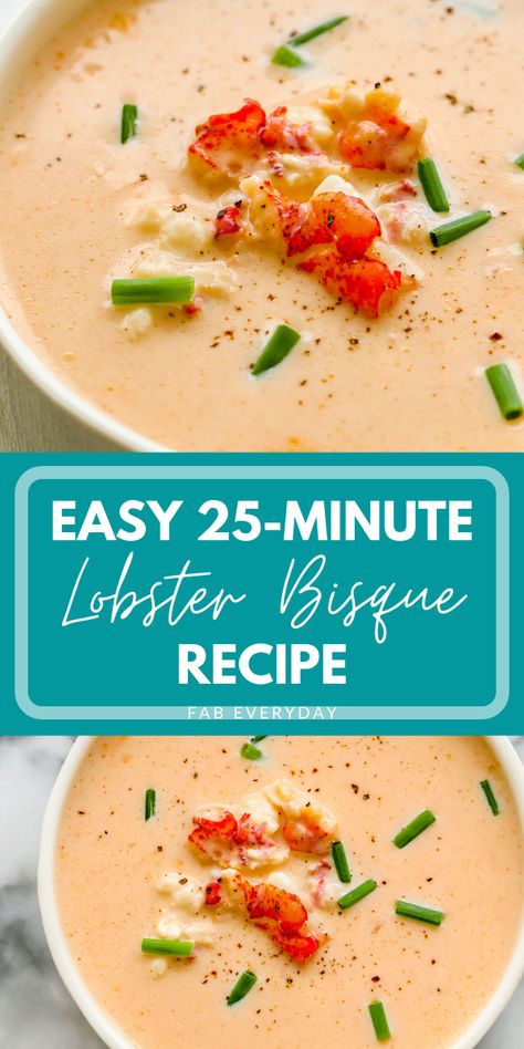 Easy Lobster Bisque, Dump Soup, Crab Bisque Recipe, Seafood Bisque Recipe, Lobster Soup, Lobster Bisque Recipe, Bisque Soup Recipes, Lobster Bisque Soup, Bisque Soup