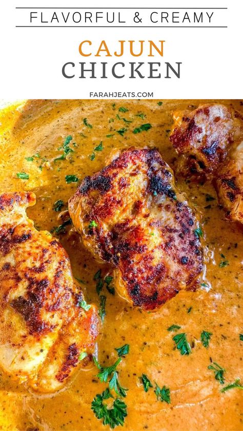 3 pieces of flavorful cajun chicken in a creamy sauce. Cajun Dinner, Easy Delicious Chicken Recipes, Chinese Lemon Chicken, Creamy Cajun Chicken, Cajun Chicken Recipes, Cajun Spice, Zesty Sauce, Cajun Dishes, Veggie Dinner