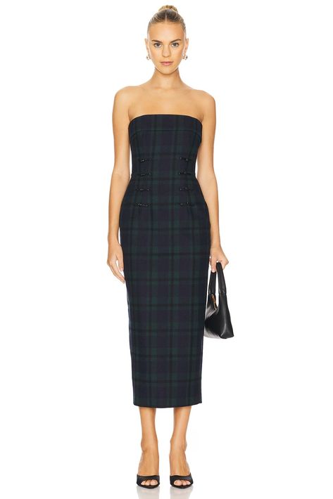 SAU LEE Wynn Dress in Green Tartan | REVOLVE Just Aesthetic, Sau Lee, Biodegradable Materials, Green Cocktail Dress, Green Tartan, Cocktail Dress Vintage, Wedding Guest Looks, Blue Dress Casual, Tartan Dress