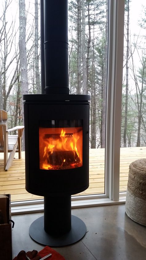 Wood Stove Modern, Contemporary Wood Burning Stoves, Franklin Stove, Corner Stove, Small Wood Burning Stove, Modern Wood Burning Stoves, Modern Stoves, Vaulted Ceiling Living Room, Wood Heater