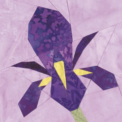 pieced Iris Quilt, Foundation Quilting, Louisiana Iris, Free Paper Piecing Patterns, Flower Quilt Patterns, Paper Pieced Quilt Patterns, Foundation Paper Piecing Patterns, Paper Quilt, Theme Nature