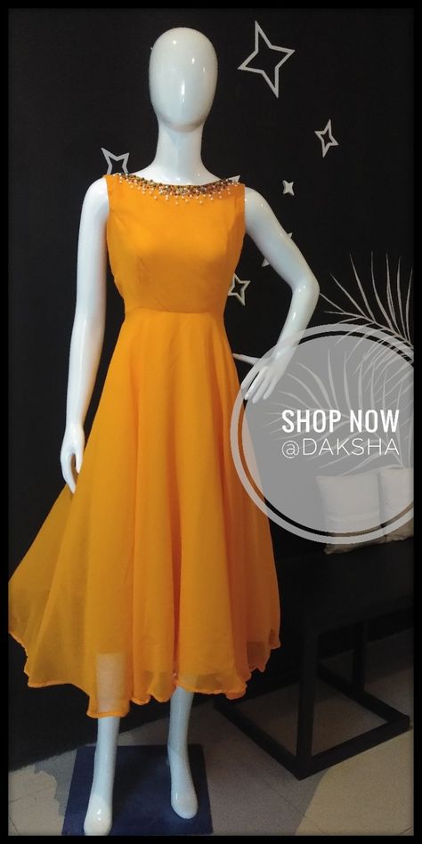 Yellow frock with boat neck Boat Neck Frock Designs, Yellow Frock, Simple Frock, Girls Holding Hands, Simple Frock Design, Simple Frocks, Yellow Gown, Designer Dresses Casual, Frock Design