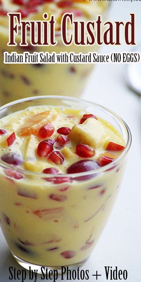 Fruit Custard Recipe, Easy Indian Dessert Recipes, Easy Indian Dessert, Fruit Custard, Hot Desserts, Custard Recipe, Recipe Banana, Banana Bars, Eggless Desserts