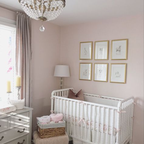 Pink Baby Room, Farmhouse Nursery Decor, Pink Nursery Walls, Blush Pink Nursery, Pink And Gray Nursery, Girly Nursery