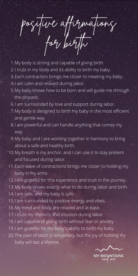 Positive Affirmations for Pregnancy and Birth — My Mountains and Me Birth Partner Affirmations, 3rd Trimester Affirmations, Pregnancy Affirmations Second Trimester, Birth Affirmations Christian, Giving Birth Quotes, Positive Pregnancy Quotes, Birth Mantras, Positive Pregnancy Affirmations, Affirmations For Pregnancy