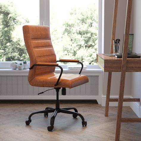 Brown leather chair living room