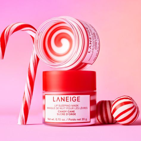 Lip Gloss Laneige, Laneige Lip Balm Aesthetic, Laniege Lip Mask, Christmas Beauty Products, Laneige Candy Cane Lip Mask, Lip Masks, Linage Lip Mask, Baddie Christmas List, Lanage Lip Products