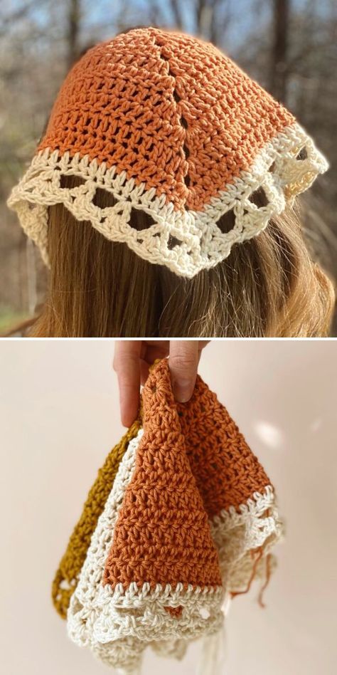 Crochet Kerchief, Crochet Baby Cap, Crochet Headband Pattern Free, Crochet Bandana, Hippie Crochet, Crochet Headband Pattern, Crochet Hair Accessories, Crochet Ear Warmer, Crochet Design Pattern