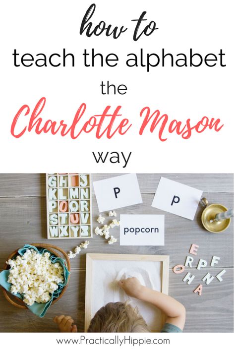 How to teach the alphabet the Charlotte Mason way  #homeschool #preschool #charlottemason Alphabet Curriculum Preschool, Charlotte Mason Preschool Activities, Teaching The Alphabet To Preschoolers, Preschool Handicrafts, Christian Homeschool Preschool, Minimalist Homeschool Room, Peaceful Preschool, Homeschool Library, Charlotte Mason Preschool