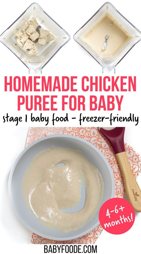 Stage One Puree Recipes, Instapot Baby Food Stage 1, Baby Purée Combinations, Pureed Chicken Baby Food, How To Puree Baby Food, Baby Food Recipes Stage 2 Homemade, Baby Puree Recipes Stage One, Puree Meat Baby Food, Meat Puree For Baby Recipes