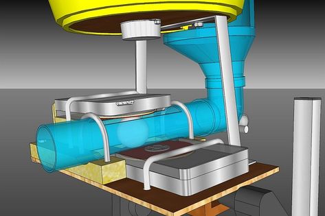 HDD Driven Table Tennis Robot | Hackaday Tennis Ball Machine, Ball Launcher, Computer Power Supplies, Homemade Tables, Ping Pong Balls, Overhead Lighting, Tennis Ball, Table Tennis, 3d Modeling