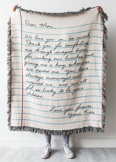 Letter Blanket, Sentimental Gifts For Mom, Woven Throw Blanket, Cadeau Diy, Dear Mom, Kids Blankets, Woven Throw, Custom Letters, Woven Blanket