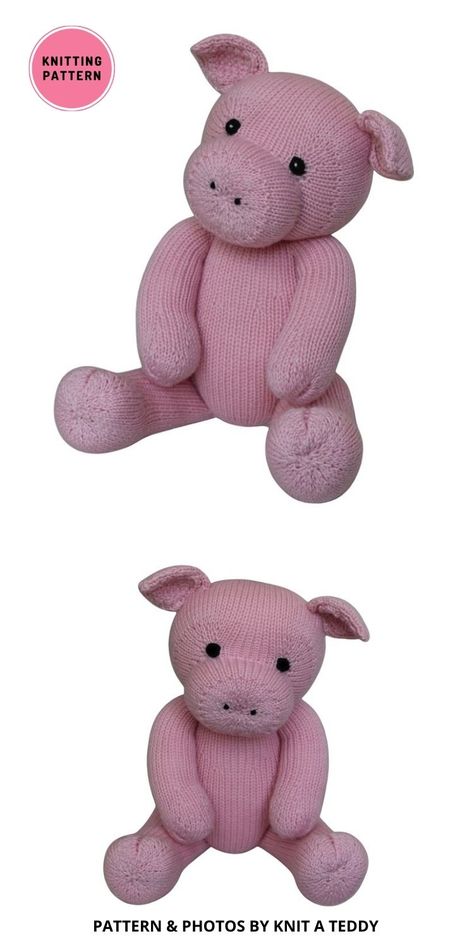 Knit Pig Pattern, Peppa Pig Knitting Pattern Free, Knitted Pig Pattern Free, Animal Knitting Patterns Free Easy, Lovey Blanket Pattern, Pig Plushie, Pig Pattern, Small Pigs, Knitting Patterns Free Blanket