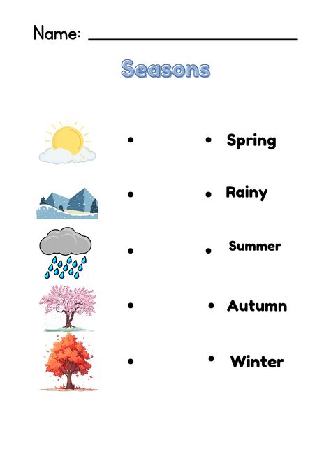 Seasons Grade R Worksheets, Seasons Name, Seasons Worksheets, Matching Worksheets, Seasons Activities, Teaching Grammar, Parts Of A Plant, Bear Hug, Activity Sheets