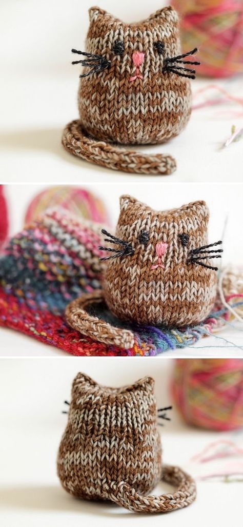 Rabbit Knitting Pattern and Other Animals - Free Patterns - Pattern Center Mini Cat Knitting Pattern, Rabbit Knitting Pattern, Knitted Stuffed Animals, Knitted Toys Free Patterns, Animal Knitting Patterns, Knitting Patterns Toys, Knitted Cat, Knitted Animals, Knitting Gift