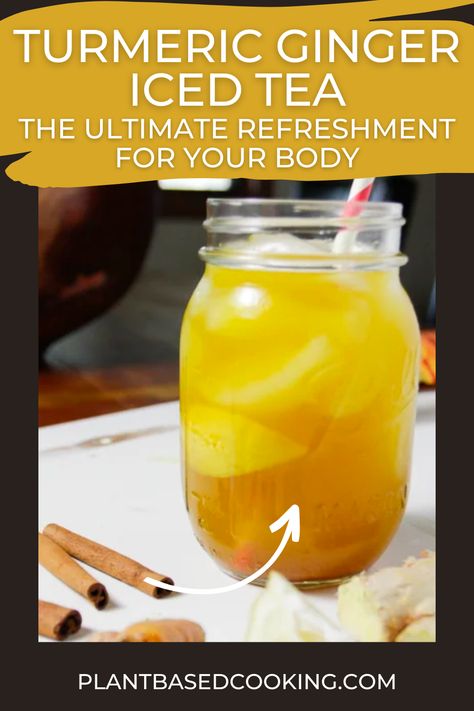 Turmeric And Ginger Drink, Iced Turmeric Tea, Tumeric And Ginger Tea Recipes, Iced Ginger Tea, Yogi Tea Recipe, Turmeric Iced Tea, Tumeric Drinks Recipes, Turmeric Green Tea Recipe, Ginger Tumeric Tea