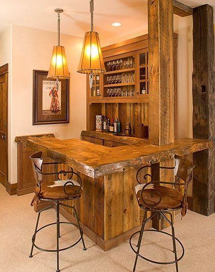 Rustic Basement Bar Ideas | Rustic western saloon bar in your home! Western Saloon Bar, Rustic Basement Bar, Saloon Bar, Western Saloon, Rustic Basement, Basement Bar Designs, Home Bar Design, Rustic Bar, Home Bar Designs