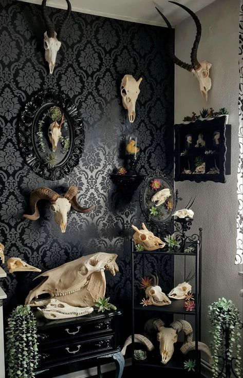 Goth Houses, Gothic Room, Gothic Interior, Gothic Bedroom, Deco Studio, Dark Home Decor, Kitchen Ideas Dark, Kitchen Ideas Dark Cabinets, Goth Home