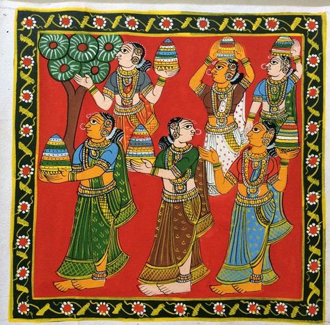 Telangana’s cheriyal art fights hard to stay relevant Cherial Paintings, Cheriyal Art, Cheriyal Paintings, Pattachitra Paintings, Afghani Chicken, Mythological Art, Art Forms Of India, Phad Painting, Buddha Painting Canvas