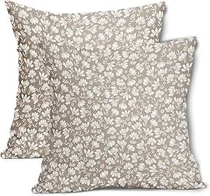 Tan Khaki Beige Daisy Floral Pillow Covers 18X18 Inch Vintage Flowers Decorative Pillow Cases Set of 2 Block Print Cotton Linen Throw Pillows Farmhouse Decor For Sofa Couch Porch Bed Cushion Outdoor Linen Throw Pillows, Porch Bed, Bed Cushion, Block Printed Pillows, 2 Block, Bed Cushions, Flower Throw Pillows, Floral Pillow Cover, Floral Pillow