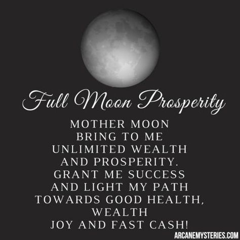 Moon Affirmations, Wealth Spell, Cottage Cat, Full Moon Tarot, Health Spell, Full Moon Spells, Money Spells Magic, Mother Moon, Wish Spell