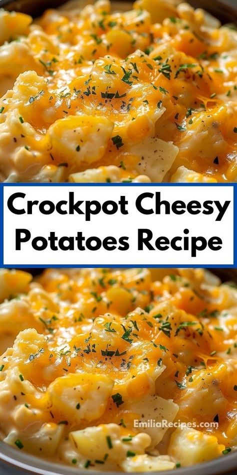 Want easy crockpot meals? This crockpot cheesy potatoes recipe is a hit. Ideal for dinner, it’s creamy and flavorful. Discover more potato recipes and dinner ideas for family meals! Crockpot Cheesy Potatoes, Cheesy Potatoes Recipe, Au Gratin Potato Recipes, Au Gratin Recipes, Seasoned Potatoes, Potato Dinner, Easy Slow Cooker Recipes, Cheesy Recipes, Potato Side Dishes