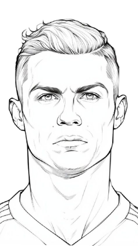 Ronaldo Cristiano Drawing, How To Draw Ronaldo, Ronaldo Drawing Sketch, Ronaldo Coloring Page, Footballer Drawing, Ronaldo Drawing Easy, Cr7 Sketch, Cristiano Ronaldo Sketch, Cr7 Drawing