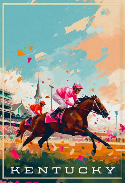 Kentucky Derby Artwork, Kentucky Derby Wallpaper, Kentucky Wallpaper Aesthetic, Kentucky Derby Art, Kentucky Derby Poster, Horse Racing Aesthetic, Kentucky Derby Aesthetic, Derby Wallpaper, Derby Aesthetic