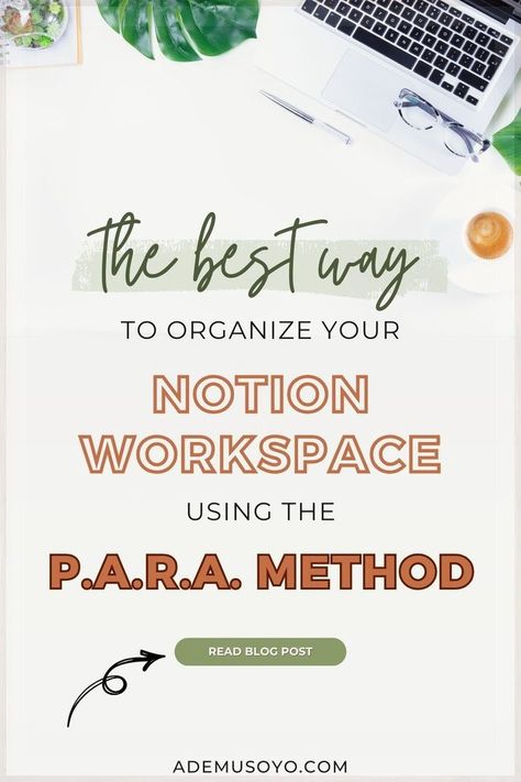 Take control of Notion with the PARA approach! Learn how to prioritize tasks, manage information, and declutter your Notion workspace. Discover how to elevate your productivity game today in this video tutorial. Head on over to ademusoyo.com for more Notion tips, hacks and tutorial plus productivity tips and digital organization hacks you can implement today. Notion For Business, Para Method, Notion Workspace, Organized At Work, Work Productivity, Work Task, Digital Organization, Productive Habits, Dashboard Template