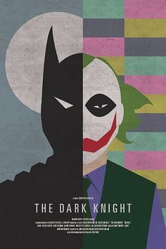 This is the example of asymmetrical balance in the movie poster. The color, shape are asymmetrical, but creates a dynamic visual balance. Even with the contrast between the two different faces, it is very interesting to combine them in a symmetrical way, which kinda ironically reflects the relationship between joker and batman. Plakat Design Inspiration, Konst Designs, Film Vintage, Minimal Movie Posters, Movie Posters Design, Plakat Design, Minimal Poster, Cinema Posters, Movie Posters Minimalist