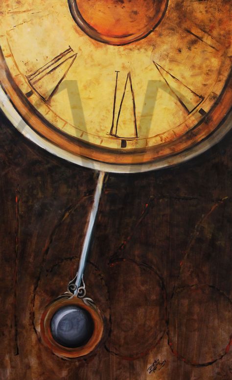 Pendulum clock was invented in 1656. One of vintage classics. #Oil painting #Textures #Sponge #Vintage Pendulum Painting, Clock Pendulum, Clock Painting, Pendulum Clock, Clock Art, Vintage Classics, Reference Poses, Old Art, Wall Clock