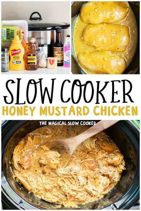 Slow Cooker Shredded Chicken, The Magical Slow Cooker, Recipes Slow Cooker, Sauce Chicken, Honey Mustard Chicken, Honey Mustard Sauce, Mustard Chicken, Chicken Crockpot, Mustard Sauce